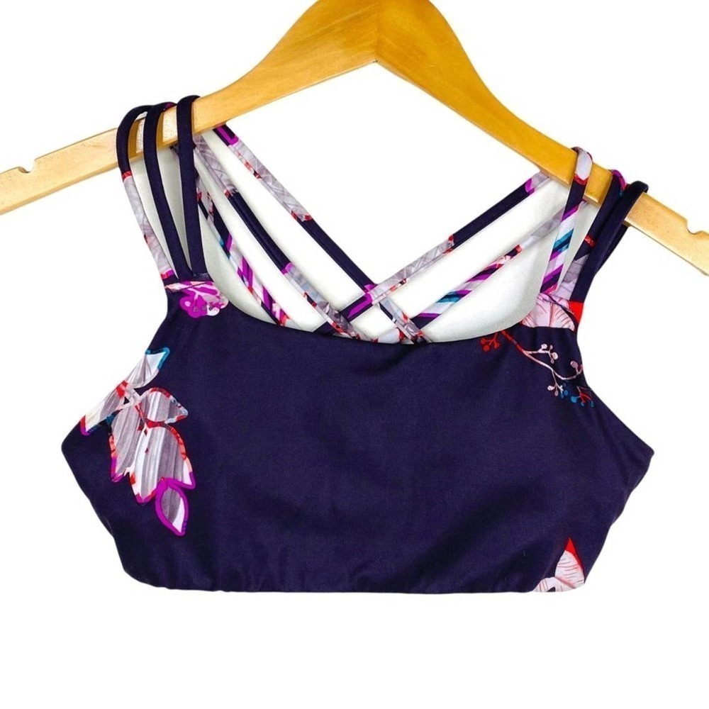 Athleta Purple Floral Hyper Focused Activewear Bra Size- Small